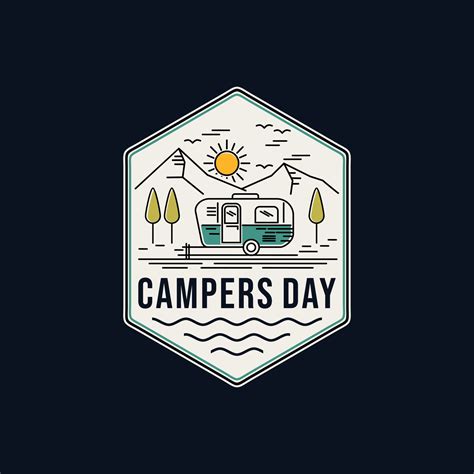 camper trailer adventure vector template. travel vehicle illustration ...