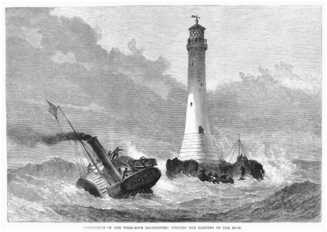 Cornwall: Lighthouse, 1870. /Nputting The Keepers On The Newly ...