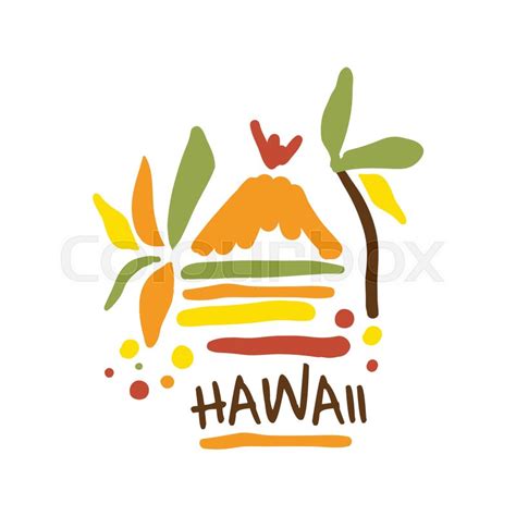 Hawaii tourism logo template hand ... | Stock vector | Colourbox