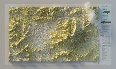 Asheville - North Carolina- 3D rendered map | Topografía, Maquetas