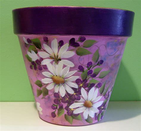 hand painted flowerpot painted by dori from purplepetals.net | Flower pot design, Diy flower ...