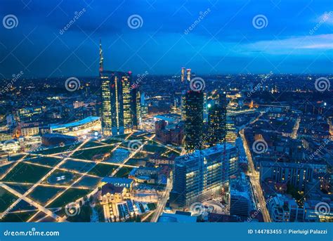 Milan skyline at sunset stock image. Image of city, lights - 144783455