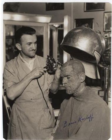 The Mummy (1932) behind the scenes Karloff and Jack Pierce, makeup ...