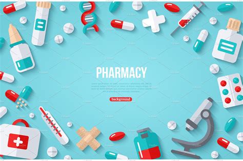 Pharmacy Banner With Flat Icon | Healthcare Illustrations ~ Creative Market