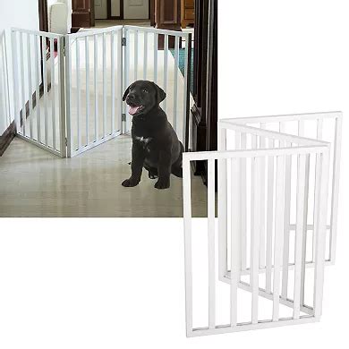 PetMaker 3-Panel Folding Indoor Freestanding Wooden Pet Gate for Stairs ...