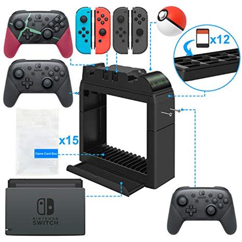 Charging Dock for Nintendo Switch Joy Cons, Pro Controller and Poke Ba