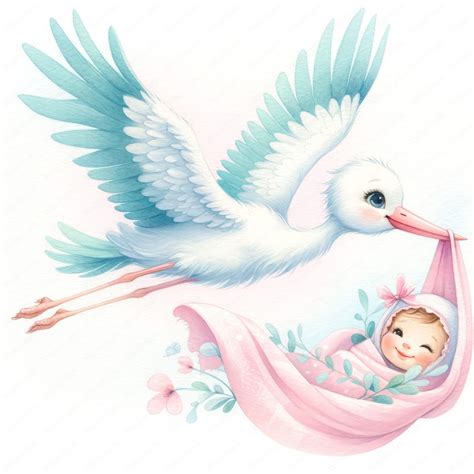 Stork Baby Girl Clipart Baby Girl Arrival Clipart Bundle 10 High-quality Images Baby Shower Art ...