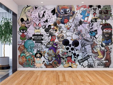 Graffiti Cartoon Wallpaper & Wall Art Mural Graffiti Characters Cartoon ...