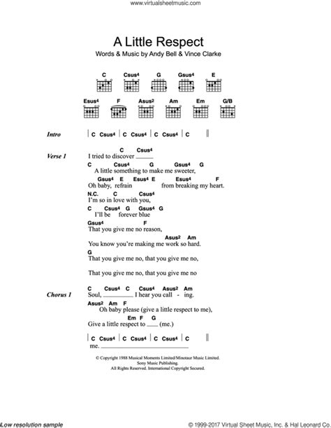 A Little Respect sheet music for guitar (chords) v2