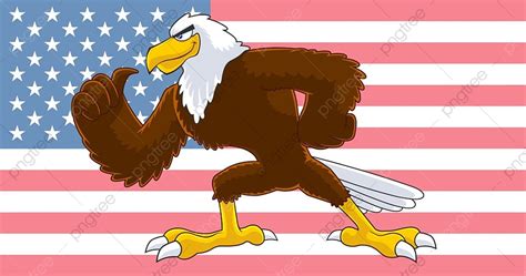 Gambar Karakter Kartun Burung Elang Di Atas Bendera Amerika, Liar ...