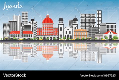 Luanda skyline with gray buildings blue sky Vector Image