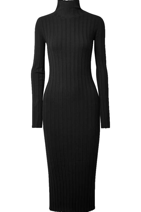 Theory Ribbed-knit Turtleneck Midi Dress Black - Save 30% - Lyst