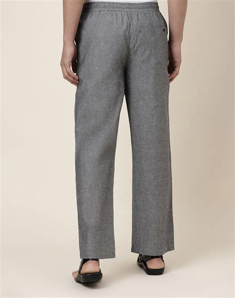 home men western wear pants grey cotton drawstring pants