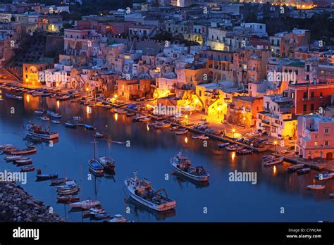 Italy, Campania, Procida, Marina di Corricella at night Stock Photo - Alamy