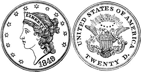 Gold Double Eagle Coin, 1849 | ClipArt ETC