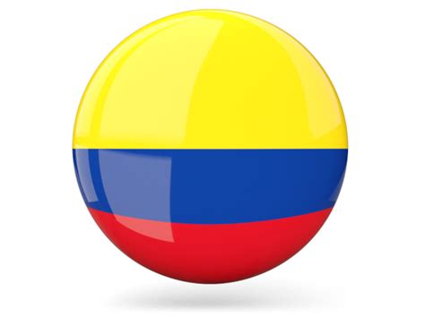 Glossy round icon. Illustration of flag of Colombia