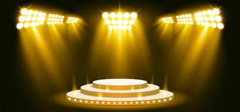 Yellow Stage Lighting Background With Spotlight Vector Illustration ...