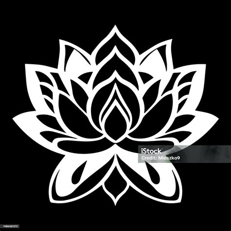 Lotus Flower Vector Icon Black And White Lotus Flower Vector Icon Stock Illustration - Download ...