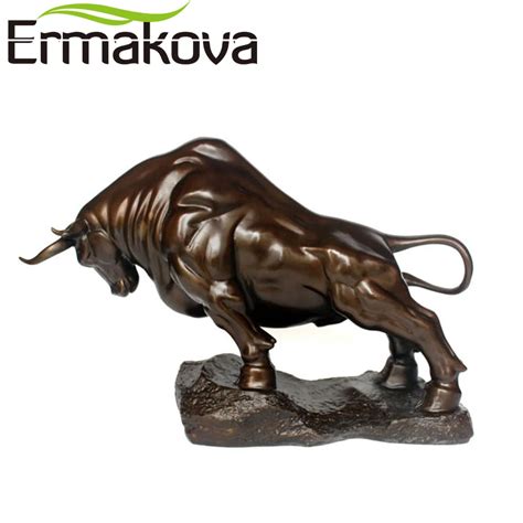 ERMAKOVA 23.5cm Brass Wall Street Bull Ox Figurine Large Size Charging ...