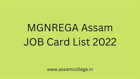 Mgnrega Assam Job card list 2023, Apply for MGNREGA Job card