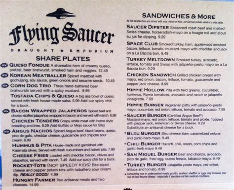 Flying Saucer Menu, Menu for Flying Saucer, Downtown, St. Louis - Urbanspoon/Zomato