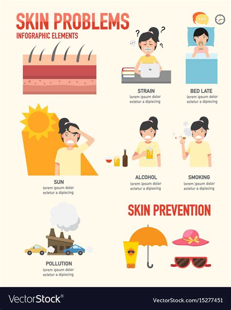 Skin problemskin cancer prevention infographic Vector Image