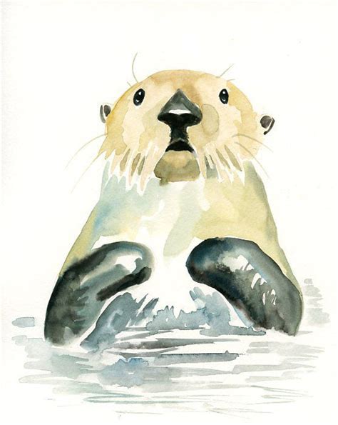 SEA OTTER Original Watercolor Painting 8x10inch vertical | Etsy ...