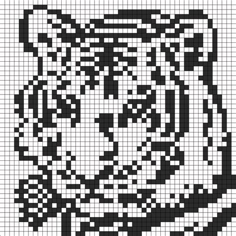 Black And White Tiger Face For Perler Or Square Stitch Perler Bead Pattern / Bead Sprite | Pony ...