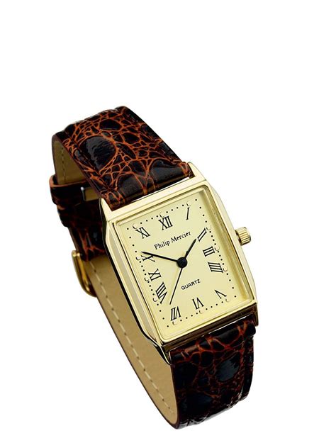 Ladies Gold Face Classic Square Watch - Brown Strap- Lifestyle ...