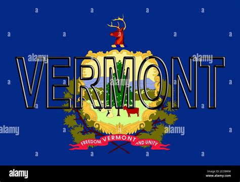 Illustration of the flag of Vermont state in America with the state written on the flag Stock ...