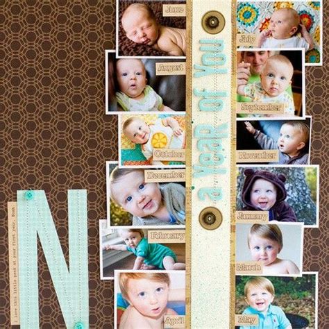 1 year | Scrapbook inspiration, Photo scrapbook, Baby scrapbook