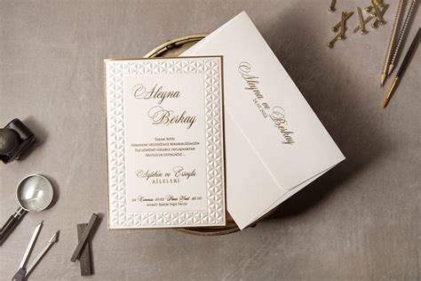 Simple Modern Wedding Invitation, Names Gold Foil Printed Custom Envelope, Embossed Wedding Card ...