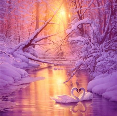 Download Swans In Snow Love Nature Wallpaper | Wallpapers.com