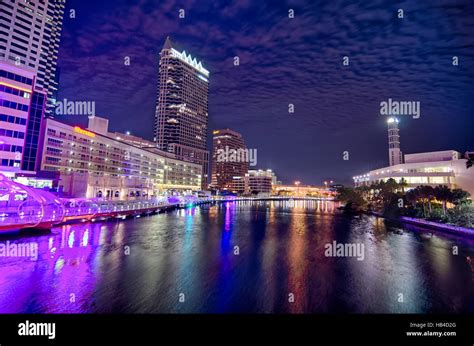 Downtown tampa florida skyline at night Stock Photo - Alamy