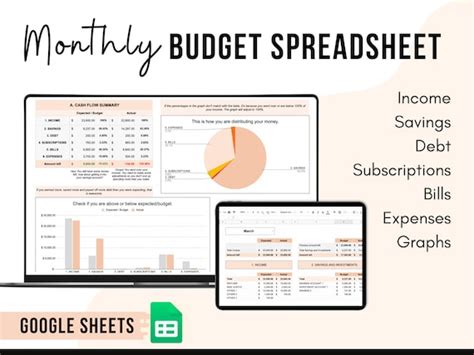 Monthly Budget Spreadsheet Google Sheets Budget Template - Etsy