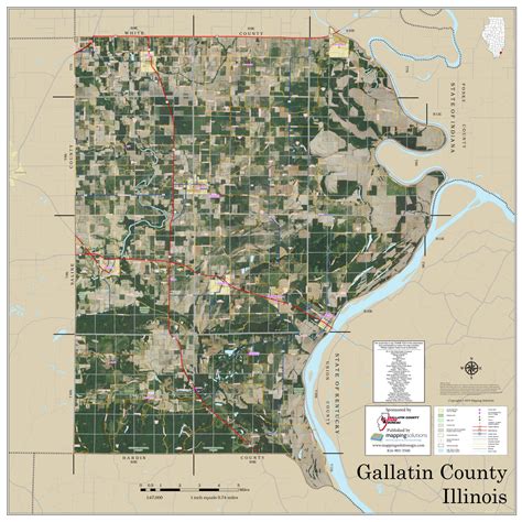 Gallatin County Illinois 2019 Aerial Wall Map | Mapping Solutions