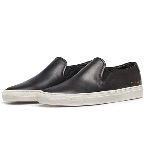 Common projects Black Leather Slip-on Sneakers in Black for Men | Lyst