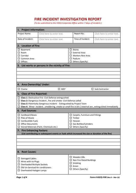 FIRE INCIDENT INVESTIGATION REPORT Form # HSEQ - FIIR Rev 0 -.docx