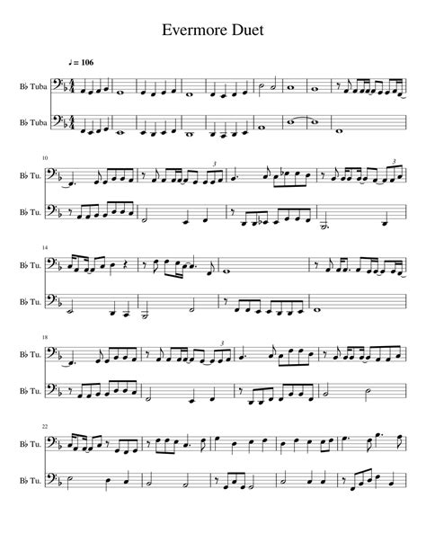 Evermore Duet Tuba Sheet music for Tuba | Download free in PDF or MIDI | Musescore.com