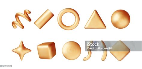 3d Party Gold Confetti Set Isolated On White Stock Illustration ...