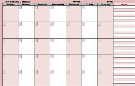 Blank Monthly Calendars For Planning The Whole Month