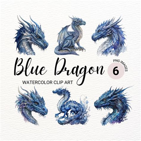 Blue Dragon Clipart | Watercolor Dragon PNG | Fantasy Clipar - Inspire ...