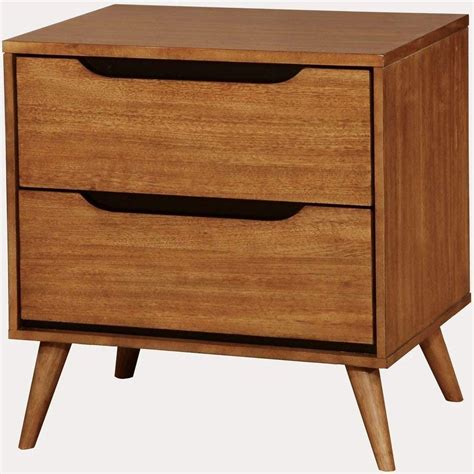 Benzara 2-Drawer Brown Mid-Century Modern Nightstand-BM123111 - The Home Depot