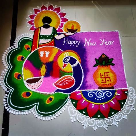 15+ Beautiful New Year Rangoli Designs to Welcome 2024