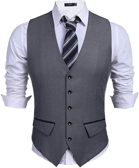 COOFANDY Men's Business Suit Vest Slim Fit Dress Vest Wedding Waistcoat ...