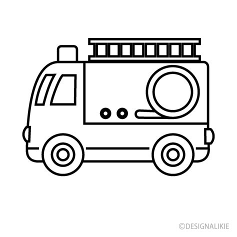 Fire Truck Black And White Clipart