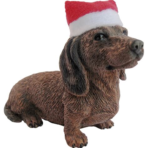Sandicast Sitting Red Dachshund with Santa's Hat Christmas Dog Ornament - Walmart.com - Walmart.com