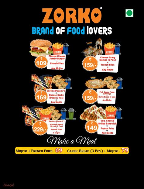 Menu of Zorko - Brand Of Food Lovers, Alkapuri, Vadodara | Dineout