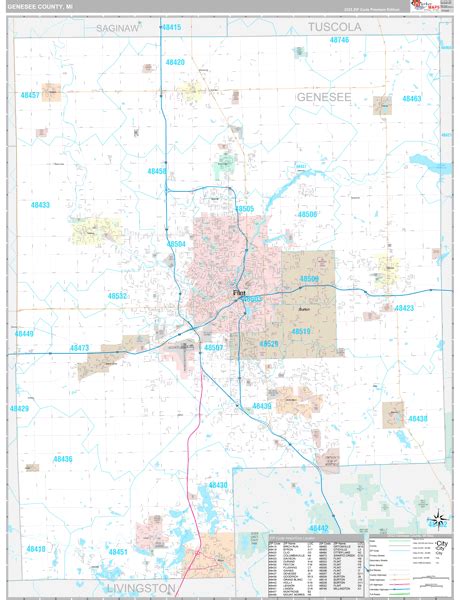 Genesee County, MI Map - Premium