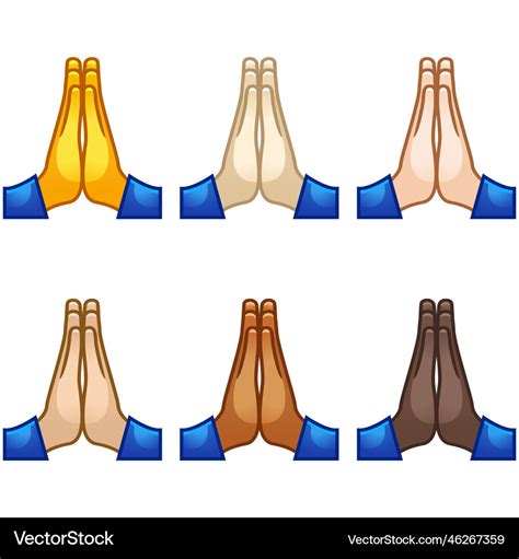 Emotional pray high five emoji hand set Royalty Free Vector